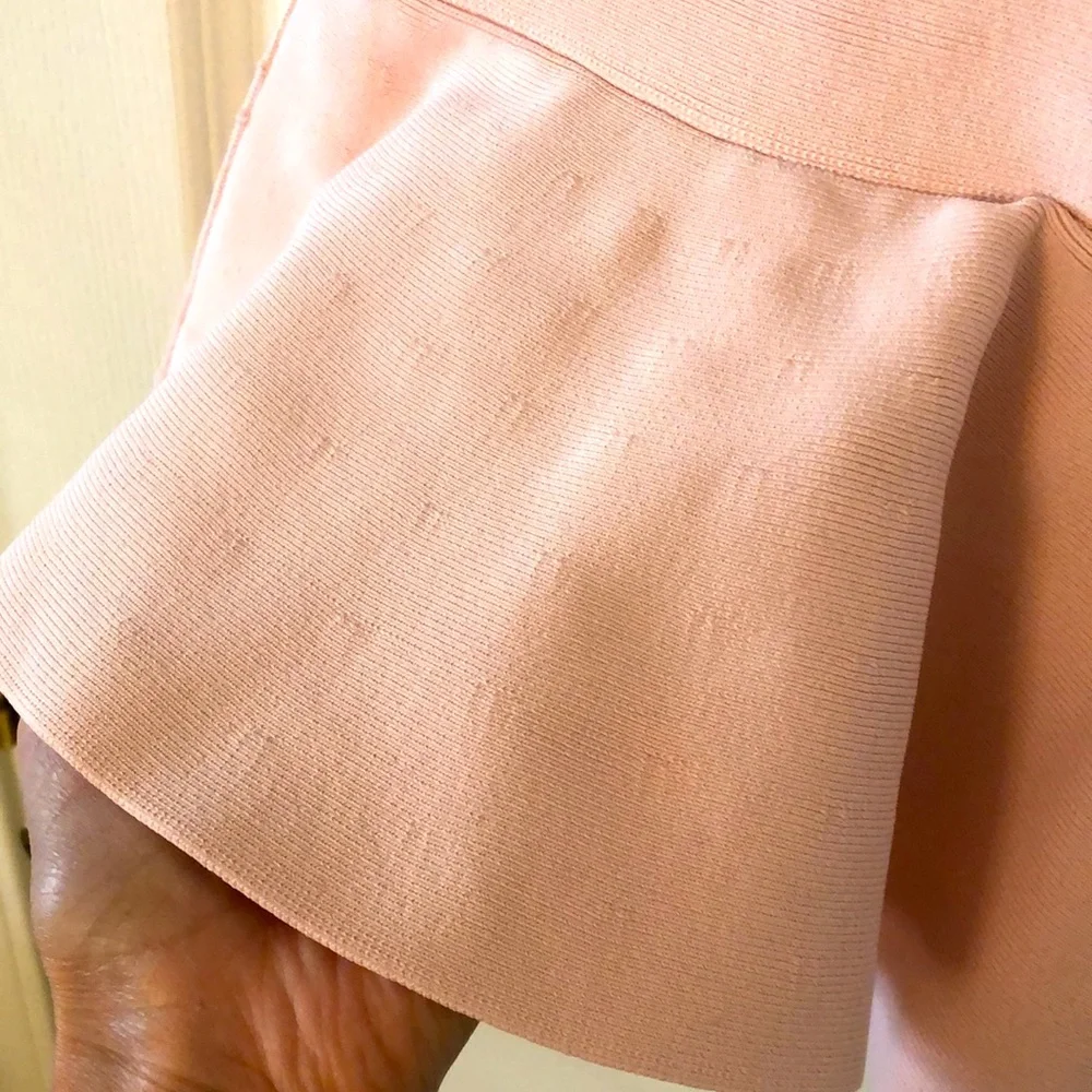 Blush Pink peplum knit pencil skirt
